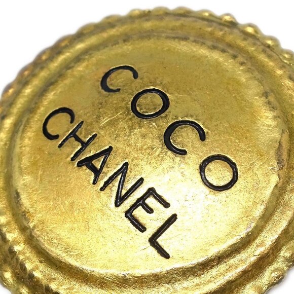 Chanel Button Earrings Clip-On Gold - Picture 2 of 4